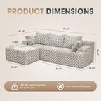 Hobestluk Modular Sectional Sofa Couches L-Shape Couch 3 Seat Modular Sofa Memory Foam Sectional Couches for Living Room, Cloud Couch with Oversized Chaise (96" Left Facing Chaise)