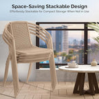VINGLI PE Rattan Outdoor Dining Chairs Set of 2, Plastic Stackable Patio Chairs for Indoor, Porch, Restaurant, Garden,Champagne