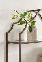 Kate and Laurel Leanna Scalloped Three-Tiered Wall Shelf, 20 x 6 x 32, Bronze, Decorative Floating Shelf Storage and Wall Organizer for Bathroom Over Toilet Storage or Display