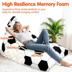 3.3 Ft Soccer Bean Bag Chair for Teens Adults with Memory Foam Filling, Bean Bag Chair with Soft Velvet Cover, Soft Bean Bag Sofa Couch, Birthday Gift for Boyfriends Girlfriends, XX-Large