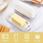 AONCO Butter Dish, Beige Wheat Straw Butter Container Holds with Lid for Countertop, Unbreakable Reusable Butter Keeper for Home Kitchen Decor, Perfect for East/West Coast Butter, Eco Friendly