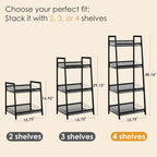 Masupu 4 Tier Bathroom Shelf, Bathroom Organizer and Storage for Small Space, Free-Standing Metal Rack Shelves Waterproof for Kitchen, Bathroom, Laundry, Toilet, Black