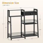 Gewudraw 2-in-1 Bathroom Ladder Shelf with Towel Rack&Storage Drawer, Black | 3-Tier Bathroom Organizers and Storage with Hooks, Bathroom Towel Storage, Towel Shelf for Laundry Room, Living Room, Balcony