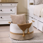Luxury Little Extra Large Nursery Storage Basket, 20 x 20 x 13.8 inches - 100% Cotton Rope Baskets with Handles, Blanket Basket for Toys, Blankets & Pillows (Gradient Brown)