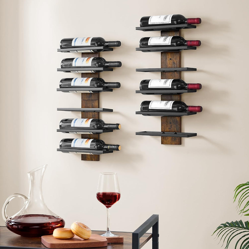 Hoctieon 2-Set 6 Tier Wall Mount Wine Rack, Wall Mounted Wine Bottle Racks fo...