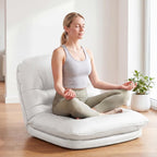 DUMOS Comfy Saucer Chair,PU Leather Foldable Chairs for Bedroom, Living Room, Dorm & Gaming, Small Foldable Fashion Floor Chair with Back Support for Small Spaces Adults, Snow White