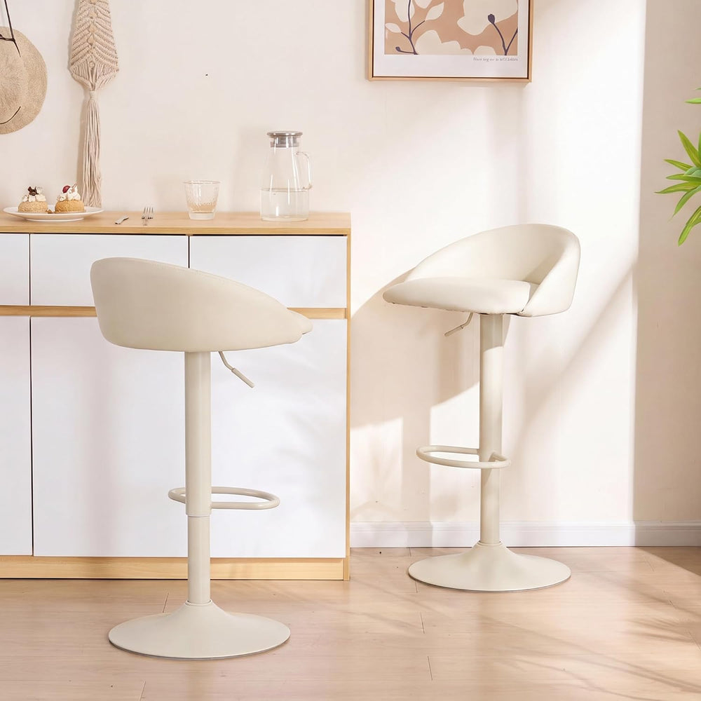 YOUNIKE Bar Stools Set of 2 Kitchen Bar Chair Counter Height Barstool Cream |...