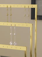 3-Tier Earring Organizer Holder Stand, Metal Jewelry Stand with Tray for Earring Display, 42 Holes Metal Earring Storage Tower Rack for Women Girls Home Use (Gold)