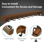 Coat Rack Wall Mount with Hidden Hooks Modern Key Holder Wood Entryway Hook with Shelf for Bedroom Kitchen Hallway Bathroom Designed for Hanging Coats Hats Bags Towel Dog Leashe(Walnut,8 Hooks)