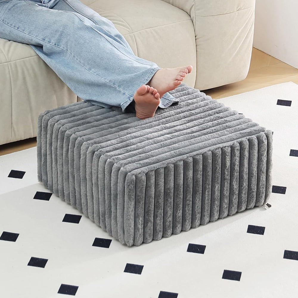 Tiita Square Stuffed Pouf Ottoman, Soft Foot Stool with Solid Foam Block | 21...
