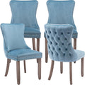 Modern Dining Chairs Set of 4, Upholstered Dining Chair with Full Back and Button Tufting, Blue Velvet Accent Chair, Sillas de Comedor, 4 Dining Chairs (Light Blue, Velvet, 4Pcs)