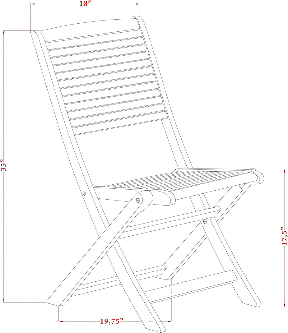 East West Furniture BFMCWNA Fremont Foldable Patio Dining Chairs - Acacia Woo...