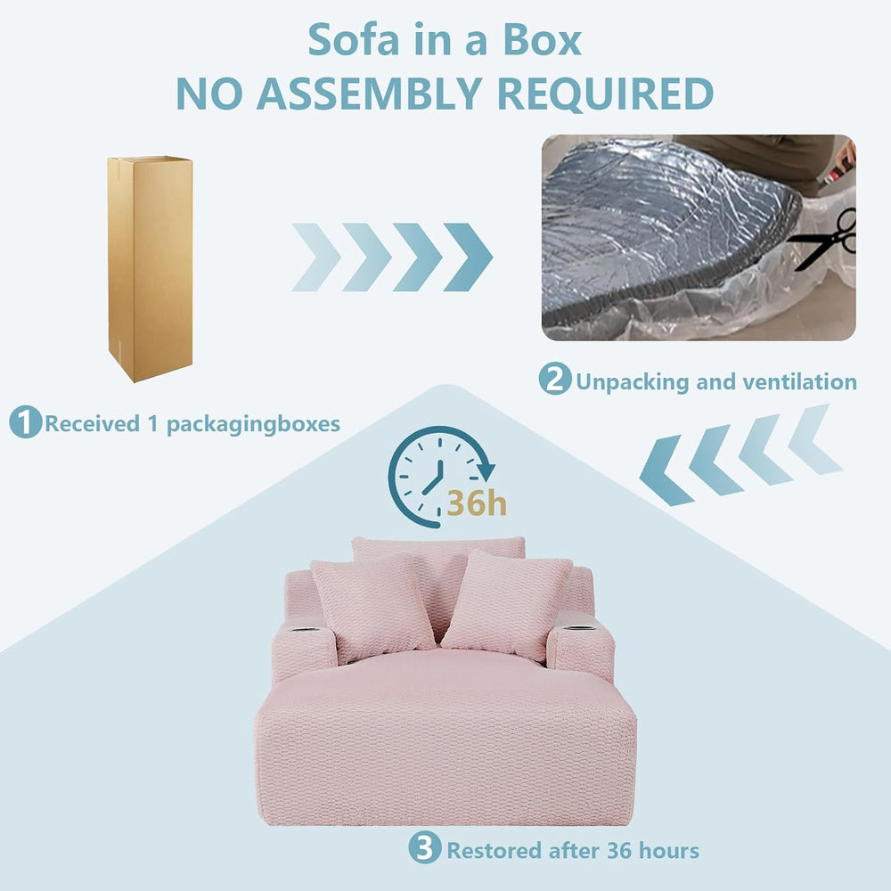 LUCKHAO 49.2" Oversized Chaise Lounge Chair Indoor,Faux Fur Reading Chai...