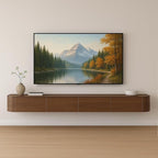 Pre-Assembled Floating TV Stand with Drawers, Rubberwood Wall Mounted TV Console, Modern Media Console for Living Room, Space-Saving Floating TV Cabinet (Brown (with Led), 71in/180cm)