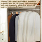 70 Inch Acid Free Cotton Muslin Suit Garment Bag Long Dress Suit Storage Box Closet Organizer for Suits, Coats, Travel Bag