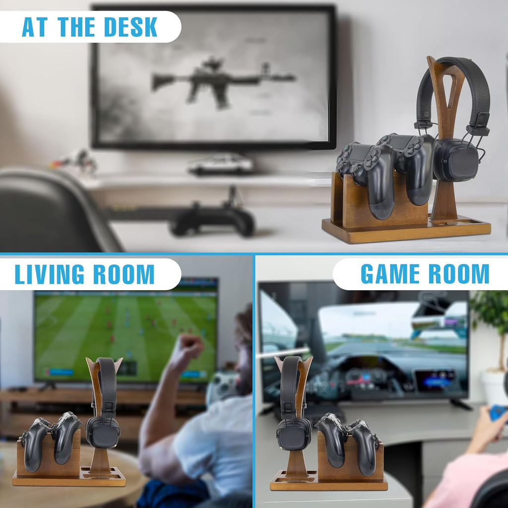 Game Controller Holder Gifts for Gamers to Organize Gaming Accessories & Headphone Holder, Unique Gamer Gifts Headset Stand Controllers Holders, Stylish Controller Stand Gaming Equipment