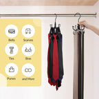 Belt Hanger, Space Saving Belt Organizer for Closet, Max 24 Storage Capacity, Rotating Belt Rack Closet Organizers and Storage for Hanging Belt, Ties, Black