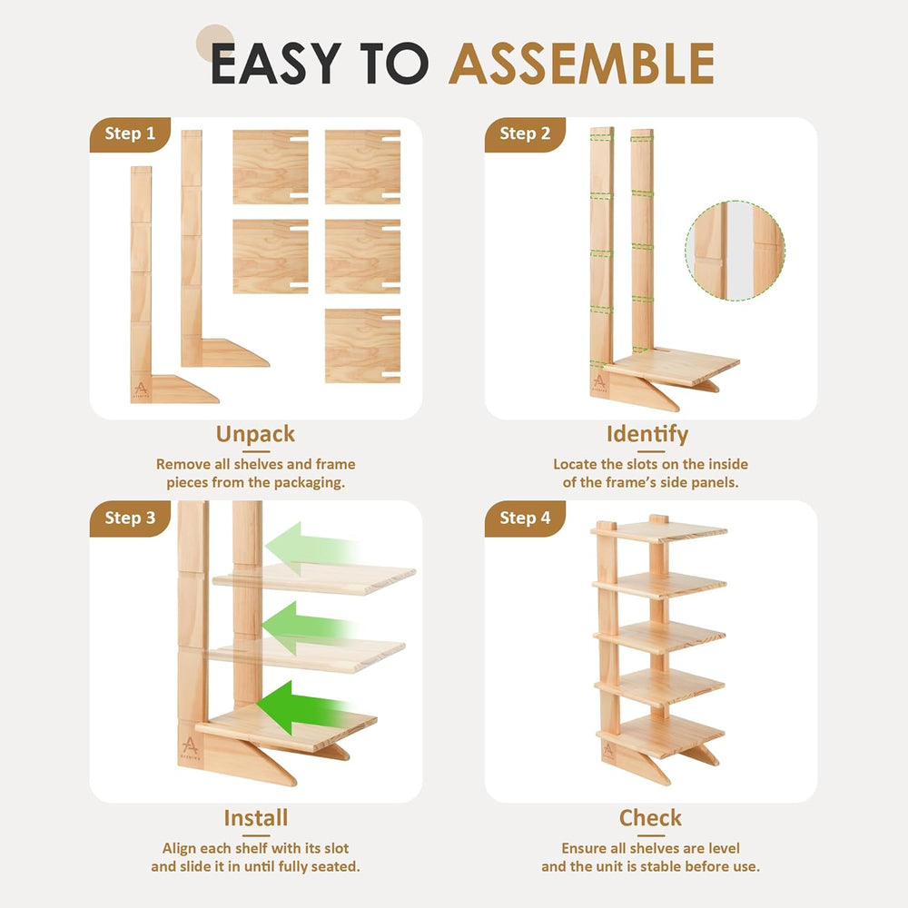5-Tier Wooden Bookshelf for Small Spaces – Narrow Space-Saving Bookcase &...