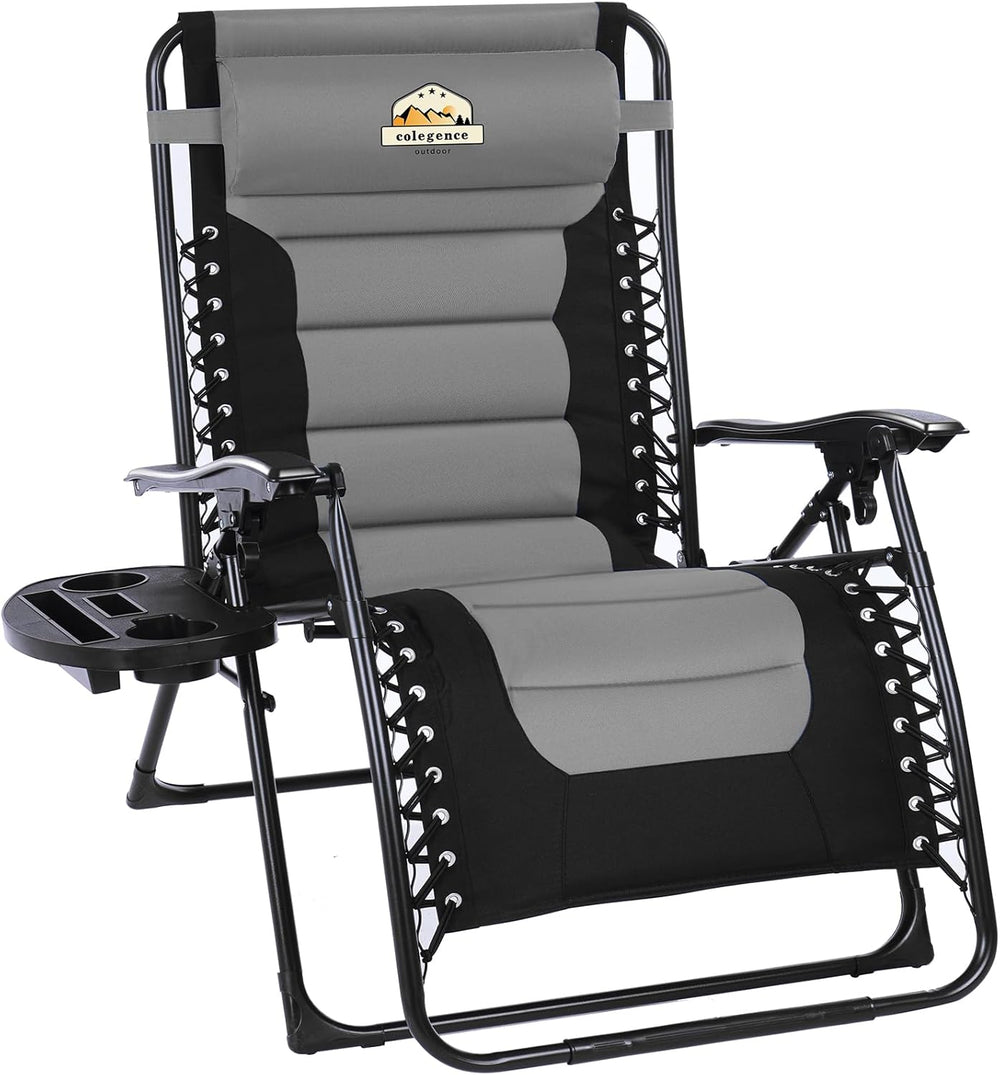 Colegence Oversized Padded Zero Gravity Lounge Chair, Foldable Patio Anti Gra...