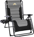 Colegence Oversized Padded Zero Gravity Lounge Chair, Foldable Patio Anti Gravity Reclining Chairs Folding Lawn Recliner with Cup Holder for Yard, Camping, Outdoor, Support 350 LBS, Black