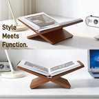 Solid Wooden Book Stand for Desktop Display & Reading –15.7" x 9.4" x 5.7” Extra Large Wood Open Book Holder for Cookbook, Bible, Recipe, Textbook, Magazine (African Sapele)
