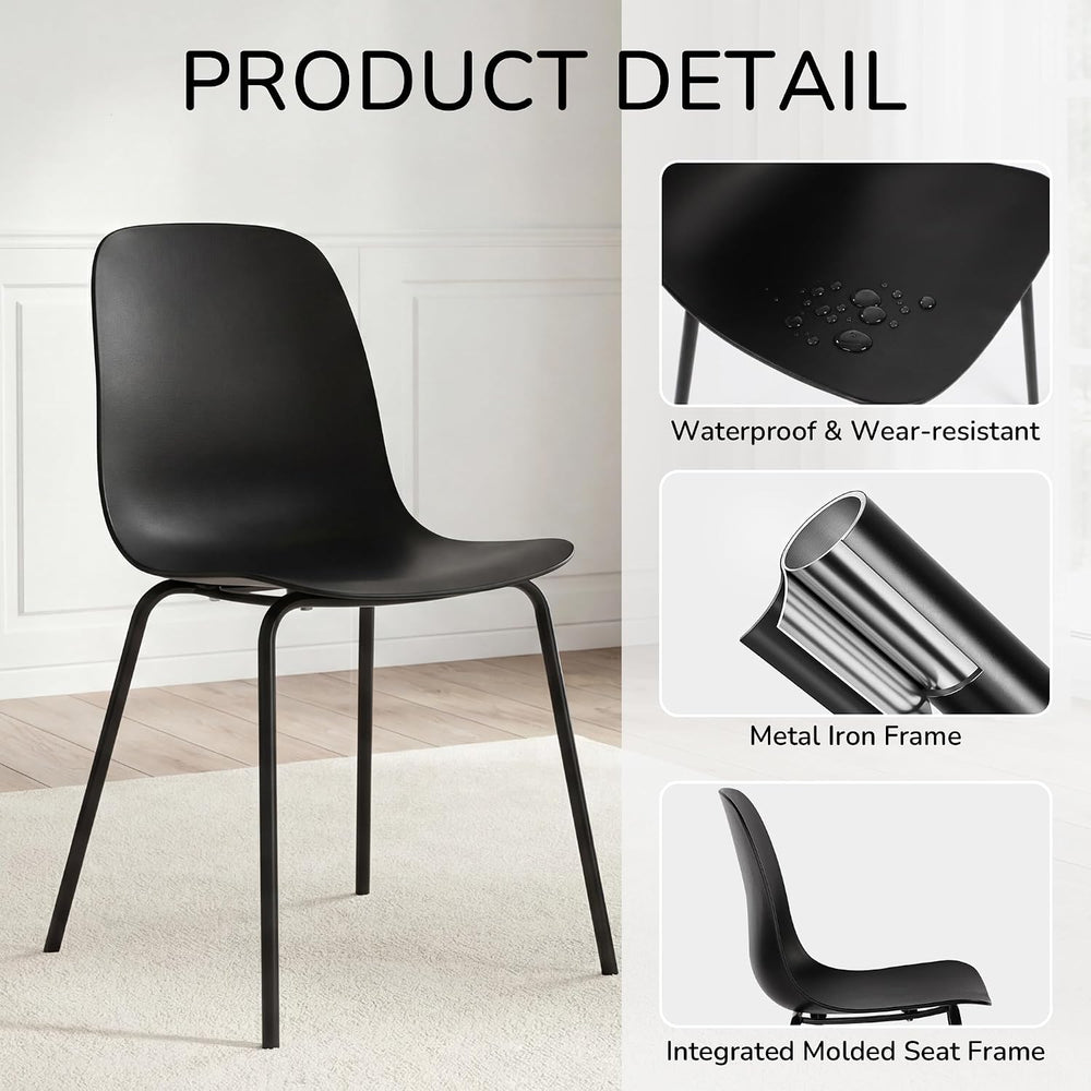 LSSBOUGHT Modern Dining Chairs Set of 4, Mid-Century Plastic Kitchen Chairs w...