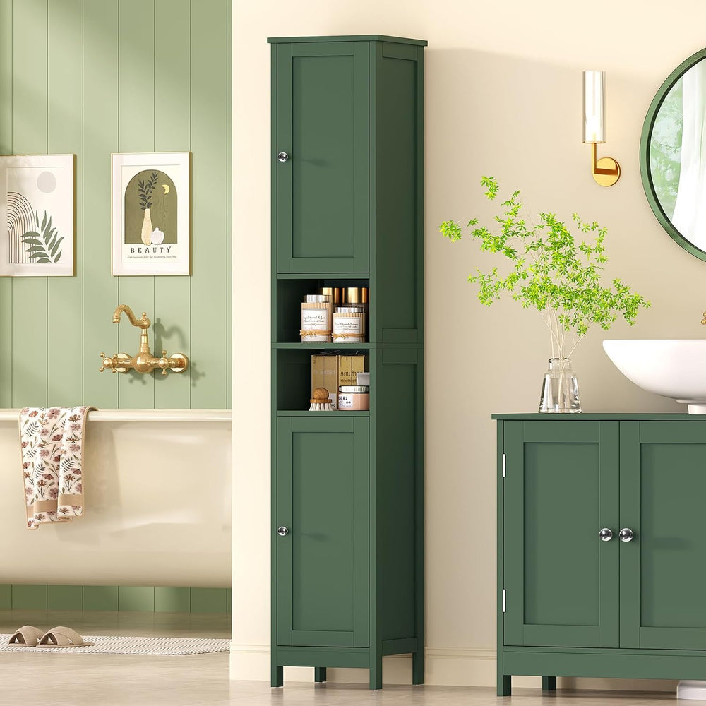 67" Tall Bathroom Cabinet with Adjustable Shelves and Doors, Narrow Bath...