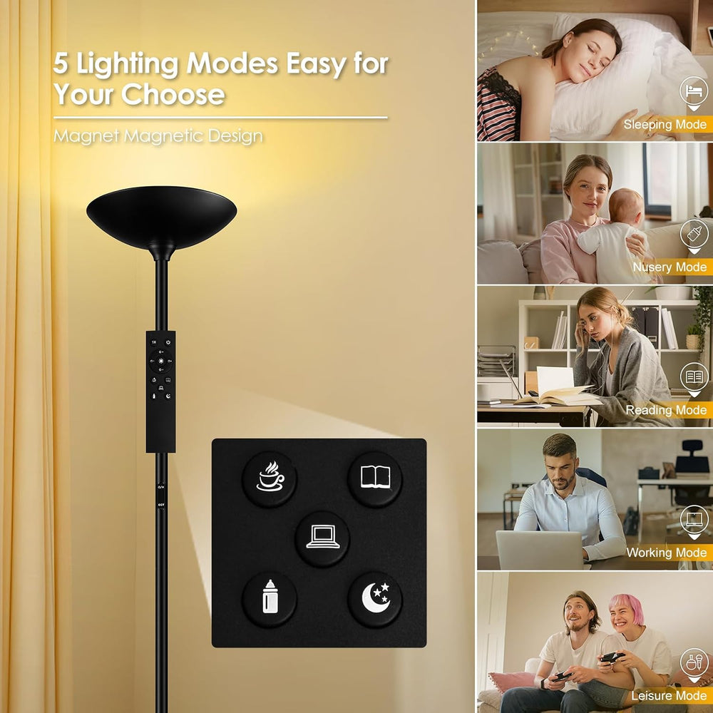 Stepless Dimmable Floor Lamp,30W 3000LM Super Bright LED Torchiere Floor Lamp...