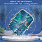 Pill Box 2 Compartment Small Pill Case,Portable for Pocket or Purse Pill Organizer Pill Container Holder to Hold Vitamins, Medication, Fish Oil and Supplements(Aurora Lights)