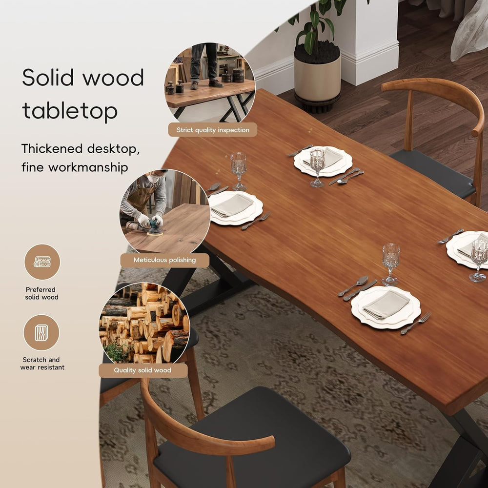 tiedingding 47" Solid Wood Dining Table, Rectangular Kitchen Table with ...
