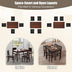 NAFORT 5 Piece Dining Table Set for 4, Farmhouse Solid Wood Kitchen Table Chairs Set of 4, Mid-Century Modern Dinette Set w/Upholstered Dining Chairs, 4 Seat Dining Room Table for Kitchen,Office