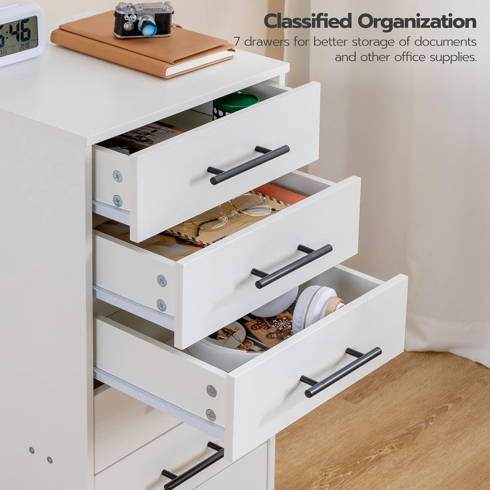 HOOBRO 7-Drawer File Cabinet, Wooden Office Cabinet with Drawers, Mobile Stor...