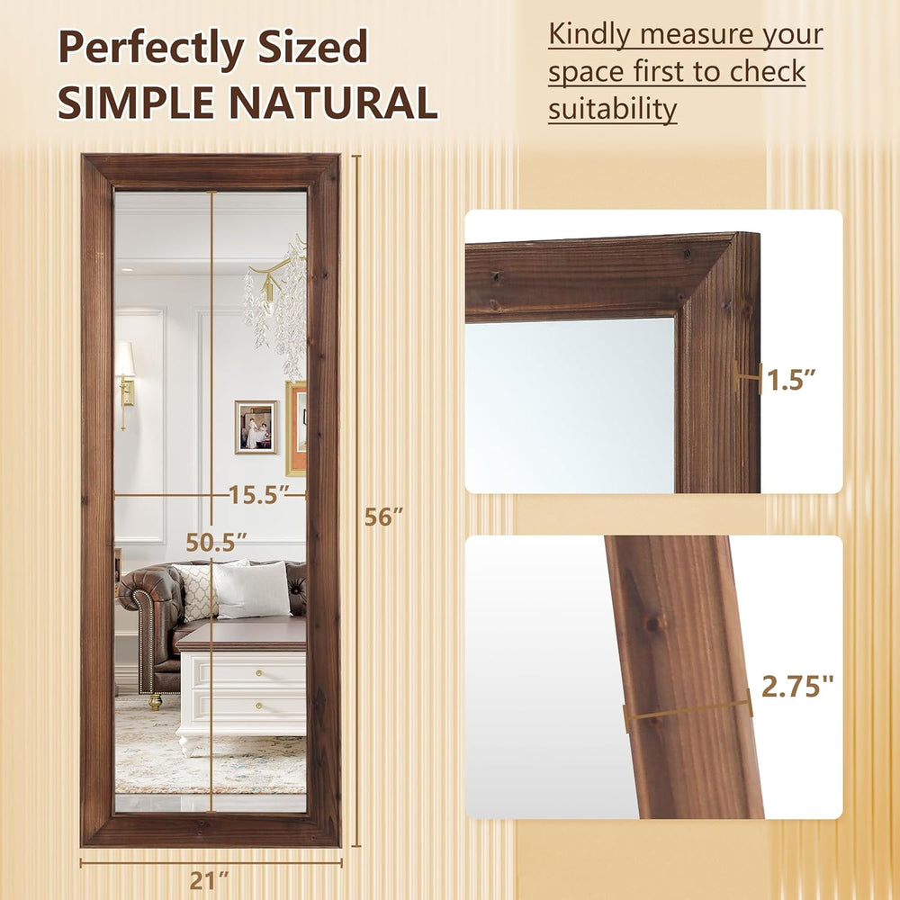 MirrMuse Rustic Floor Full Length Mirror Wood Frame, 56"x21" Brown ...
