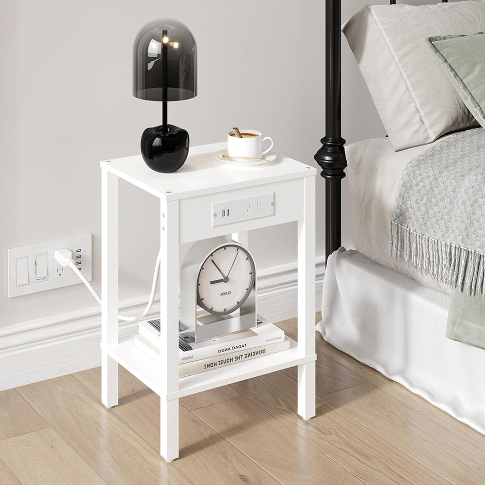 MMEOLUOOK End Table with Charging Station, Sofa Side Table Set of 2, 2-Tier S...
