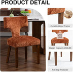Soft Padded Dining Chairs Set of 4, Modern Farmhouse Upholstered Chairs with Linen Fabric & Rubber Wood Legs, Ergonomic Armless Seats for Dining Room Kitchen Living Room (Orange)