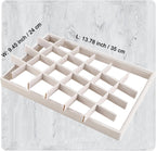 Mornajina 24 Grids Stackable Jewelry Tray Organizer with Removable Dividers, Velvet Jewelry Display Tray for Earrings Necklaces Bracelet Rings Display Showcase - Beige