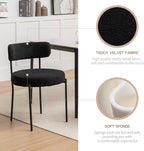 Boucle Dining Chairs Set of 4, Mid Century Modern Dining Room Chairs with Metal Legs, Upholstered Kitchen Chairs for Dining Room, Kitchen (Black)