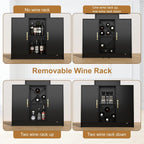 Wine Bar Cabinet with Power Outlet and LED Light, Coffee Bar Cabinet with Wine Rack, Storage Shelves and Cabinets, Large Space Liquor Cabinets for Kitchen Dining Room Living Room, Black