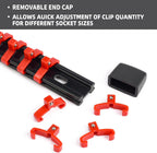 Socket Organizer Drive ABS Tools - Red Socket Holder, Premium Quality 12 Pieces Socket Holders Kit 1/4-Inch x 64 Clips, 3/8-Inch x 60 Clips, 1/2-Inch x 48 Clips（12PC,Red)