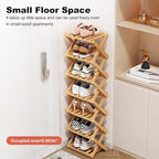 Simcat Wood Shoe Rack Foldable Shoe Organizer Shoe Storage for Small Spaces Free Standing Shelf for Entryway, Bedroom, Garage (8 Tiers,Tawny)