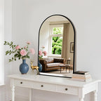 Arched Wall Mirror 20"X30", Black Bathroom Vanity Mirror with Frosted Metal Frame, Modern Farmhouse Mirror Wall Mounted, Curved Arch Design for Bedroom, Living Room & Home Decor