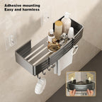 VOLPONE Shower Caddy No Drilling Shower Shelves for Inside Shower Heavy Duty Bathroom Organizer Storage Rack Adhesive with Towel Bar Hooks (2-Pack, Matte Gray)