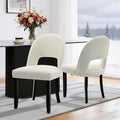 Upholstered Dining Chairs Set of 2, Modern Farmhouse Wooden Kitchen Chairs with Solid Wood Legs & Linen Fabric Backrest, Cream White