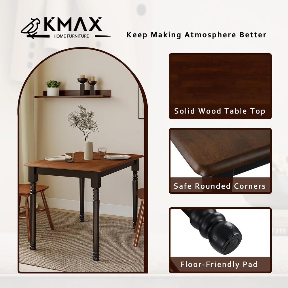 Kmax Small Dining Table for 2-4, Solid Wood Dining Table for Small Spaces 2 P...