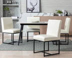 CIMOTA Modern Dining Chairs Set of 6, Leather Dining Room Chairs Upholstered Armless Guest Side Chair with Black Base for Dining Room/Kitchen, Cream 6PCS