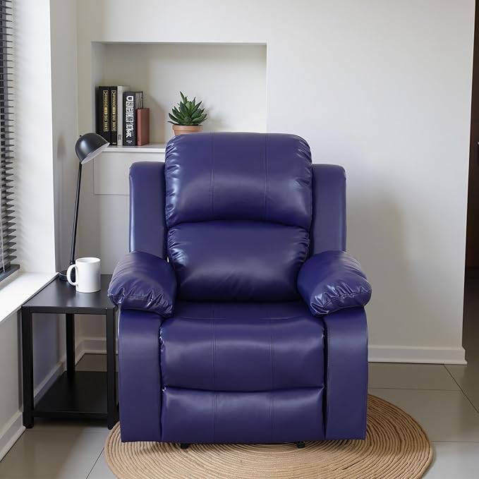 Recliner Sofa Set Couches for Living Room Chair Semi PU Fabric Living Room Furniture Sets, Adjusted Reclining Couch Furniture Sofa Set for Theater Seating, Dark Blue