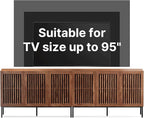 Farmhouse TV Stand for TVs up to 100 inch, 2 in 1 Entertainment Center TV Console with Storage Cabinets and Metal Base,Brown Media Console for Living Room