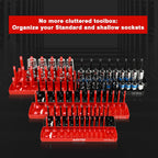 8 Piece Metric & SAE Socket Organizer Tray Set, 1/4-Inch, 3/8-Inch & 1/2-Inch Drive Standard & Deep Socket Holders for Toolboxes, Store 176 Sockets