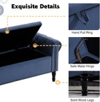 67'' End of Bed Storage Bench King Size, Storage Bench for Bedroom End of Bed, Upholstered Velvet Tufted Storage Ottoman Benches with Arms for Living Room, Entryway, Dark Blue