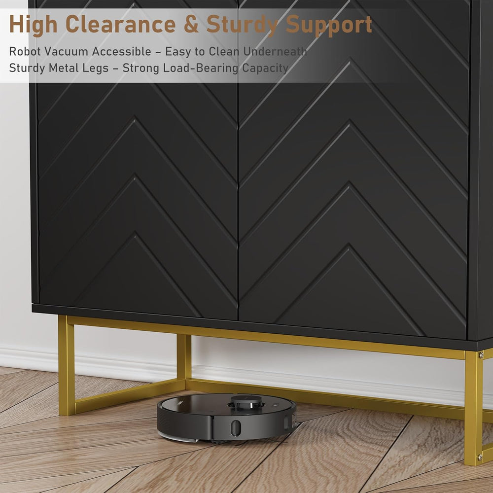 Garvee 31.5 in Modern Sideboard Buffet Cabinet with Storage, Wood Accent Stor...